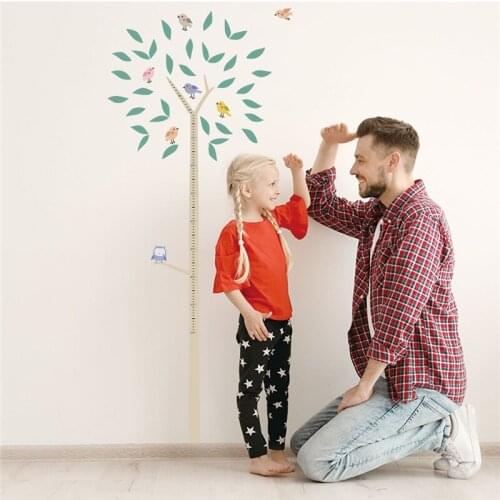 Kid Height Ruler Wallpaper Cartoon Birds Tree Cute Owl Height Measure Wall Stickers For Kid Room Growth Chart Nursery Decoration