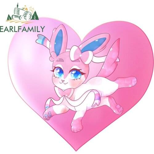 EARLFAMILY 13cm x 11.9cm for Pink Cute Bunny Car Stickers Bumper Windshield Decal Waterproof Car Assessoires Graffiti Decoration