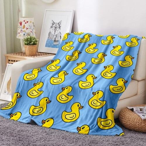Yellow Duck Flannel Blanket Cartoon Animals Fleece Blanket Home Textile Throw Blanket for Bedroom Blanket Sofa Fluffy Blanket