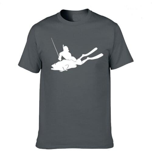 Spearfishing Spear FISH Fishing Diver Fun T Shirt Casual Cotton Summer Short Sleeve Funny T-shirt Mans Tshirt Men Clothing tops
