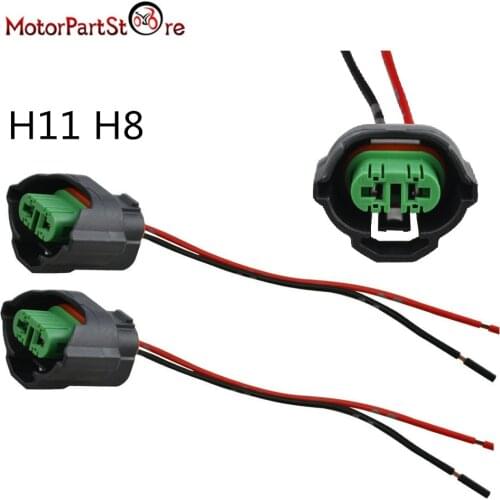 H11 H8 Female Adapters Wiring Harness Sockets w/ 4" Wire Pigtails for Headlights Fog Lights Retrofit Connector