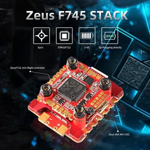HGLRC Zeus F745 -VTX stack 20x20mm Hole pitch 2-6S F722 Flight Controller 45A BL32 4in1 ESC MT VTX mini 600mw ComBo