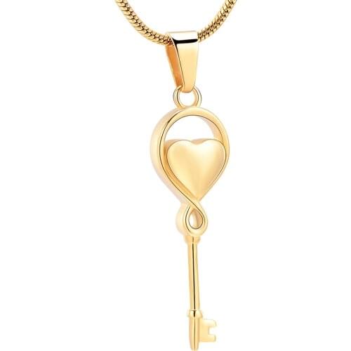 IJD11526 Cremation Jewelry Stainless Steel Waterproof Heart Key Pendant Memorial Ashes Urn for Pet/Human Keepsake Charm Necklace