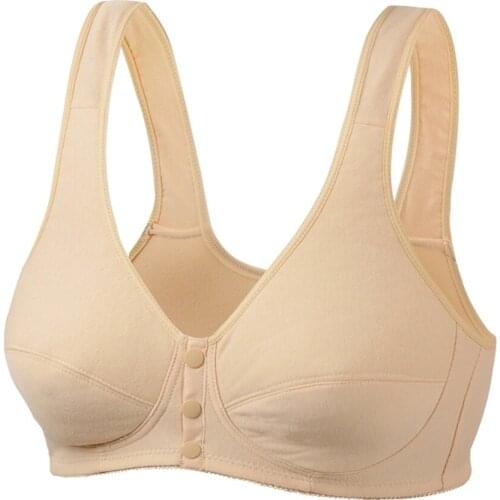 2 Pieces Cotton Mother Bra 2022 Wire Free Women Bra Plus Size Front Closure Push Up Brassiere Thin Cup Ladies Bra Lingerie AD575