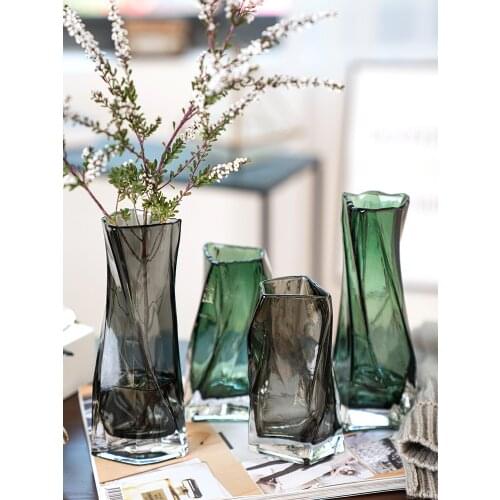European style creative geometric glass vase living room water planting flower arrangement, vase table decoration ornaments
