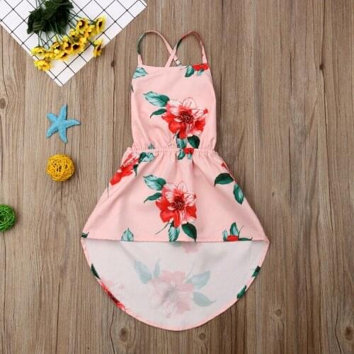 Summer Kid Baby Girl Sunflower Floral Dress Sleeveless Backless Party Pageant Dress Casual Sundress