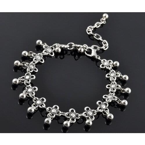 Summer Fashion Retro Water Droplets Fringes Flower Ankles Womens Beach Metal Feet Bracelet on The Leg 180508-6