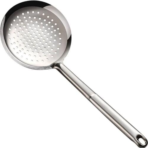 Long Handle Slotted Skimmer Spoon Stainless Steel Strainer Scoop for Home Cook