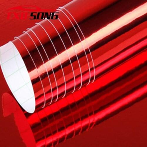 Many Sizes for choice Red chrome mirror vinyl film Glossy Red Mirror Vinyl Sticker Wrap with air free bubbles by free shipping