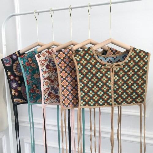 Fashion Floral Embroidery Fake Collars for Women Shirt Detachable Collar Half Top Shawl False Collar Cape Female Accessory