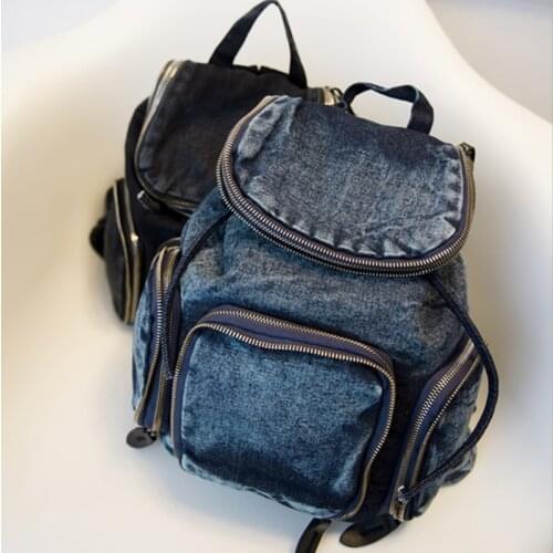 Fashion Women Backpacks Preppy Style Denim Backpack School Bags For Teenagers Drawstring Bag Men Mochilas Mujer 2015