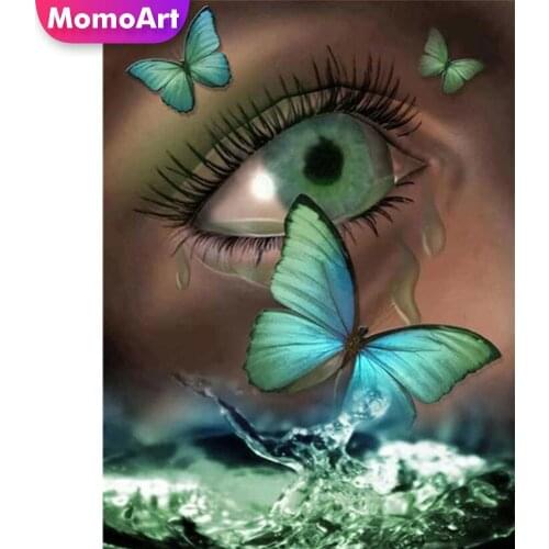 MomoArt DIY Diamond Mosaic Eye New Arrival Picture Rhinestone Diamond Embroidery Butterfly Painting Water Handmade Gift