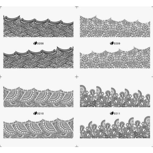 4 PACKS / LOT BLACK NAIL TATTOOS STICKER BLE D SERIAL FULL PAGE WATER DECAL ZEBRA LOPARD SKIN D188-D211