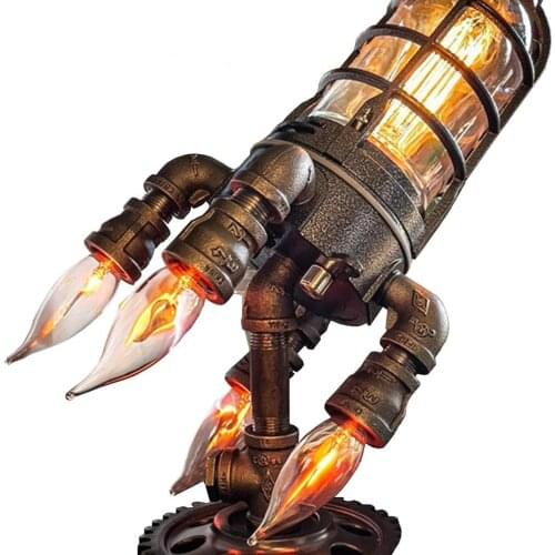Steam Punk Rocket Lamp With Bulbs Table Lamp Steampunk Style Table Lamp Rocket Lamp Retro Rocket Lamp Gifts For Children
