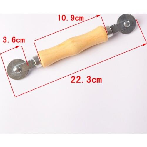 Wooden Handle Double-head Pressure Roller for Screen Window Rubber Strip Manual Pulley Screen Window Pressure Wheel Tool