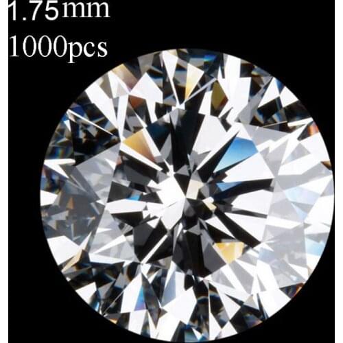 Wholesale 1000 pcs/lot 1.75 mm Cubic Zirconia white round CZ stone high quality men made stone prong setting CZ stone Jewelry