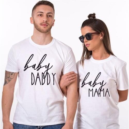 Couple Tshirt Baby Mama Daddy Gender Couples Matching Tee Pregnancy Announcement Summer Top