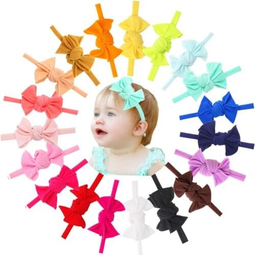 20Colors Baby Girls Headbands Hand Hair Bows Super Soft Slim Hair Bands Nylon Headbands for Infants Newborn and Toddlers