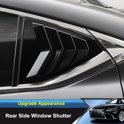 QHCP Car Rear Side Window Shutter Sunshade Triangle Roller Blinder Sticker Carbon Fiber Black For Lexus ES200260300H 2018 2019