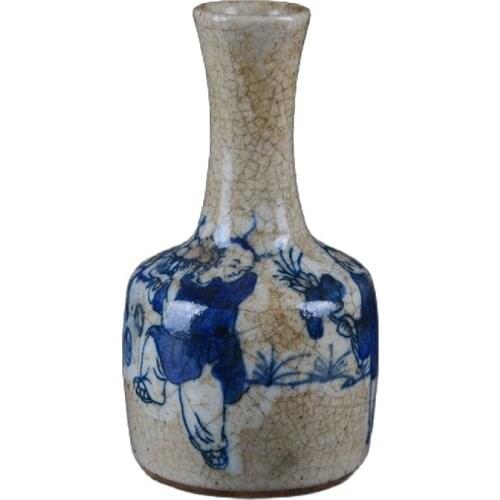 Early collection of late opening glaze hand painted blue and white childrens bell jar ornaments