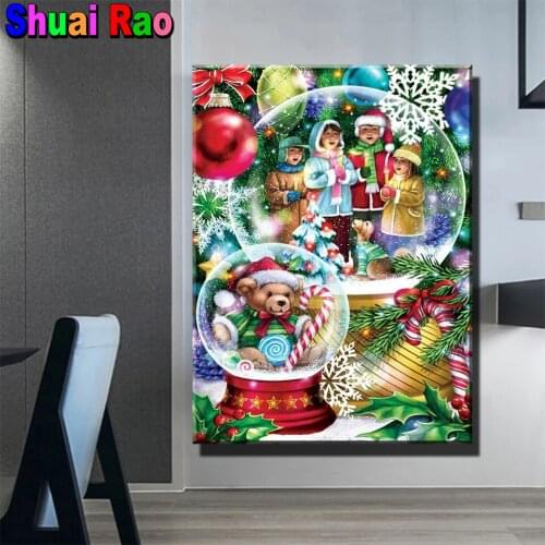 Christmas Glass ball Children Full Square round,Diamond Embroidery,5D,Diamond Painting Cross Stitch 3D,Diamond Mosaic Wall Art