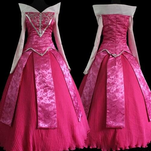 Sleeping Girl Cosplay Aurora Costume Adult Women Posh Princess Dress Fancy Halloween Christmas Ball Gown