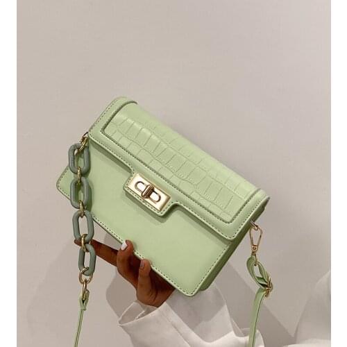 Texture bag womens 2021 summer new fashion one shoulder acrylic chain small square bag