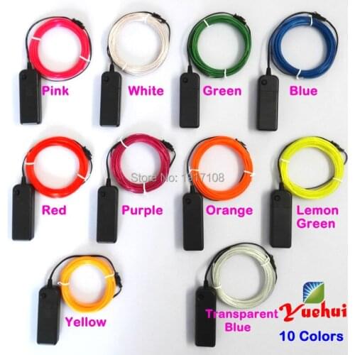 High quality 2.3mm 5Meter 10 Color available Glowing EL wire set Sparkling Neon Thread DC-3V For Wedding decoration