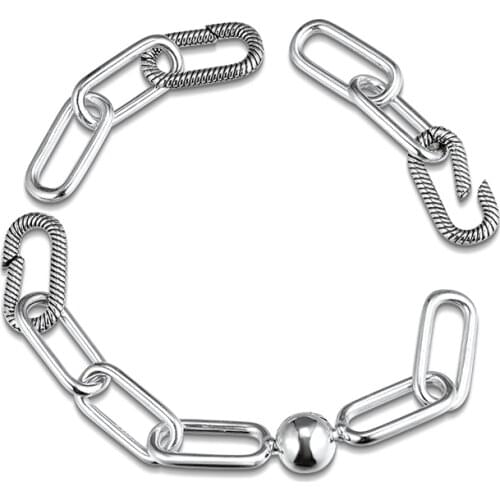 100% 925 Sterling Silver Jewelry Signature Me Link Bracelets For Women Free Shipping