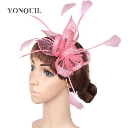 Sinamay Wedding Bridal Headwear Fascinator Women Mariage Hat Accessories Feahters Decor Headdress For Ladies Occasion Headpiece