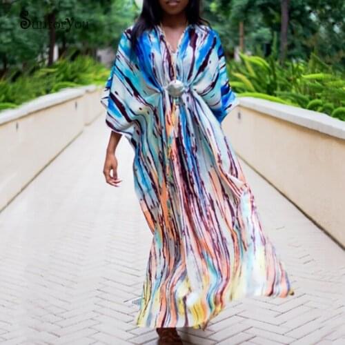 Plus size Cotton Beach Cover up Deep V- neck Sexy Boho Dress Vestido de Playa Robe de plage Beachwear kaftan Beach Sarong