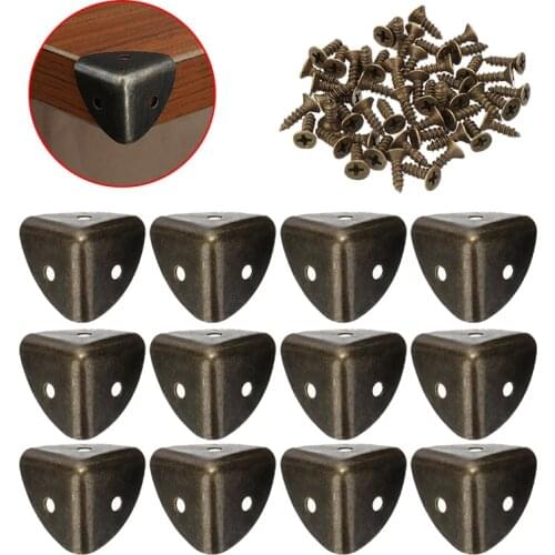 Retro Iron Bronze Corner Protector Furniture Wood Box Case Edge Corner Protector Guard with Screws Furniture Decor Hardware Tool