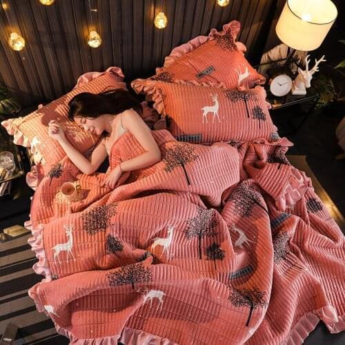 3 pcs Bed sheet/mattress Hickened cotton bed cover blanket bed cover Sheets Crystal down bed sheet Four seasons available