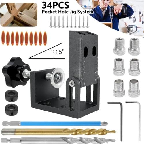 3 in 1 Adjustable Doweling Jig Woodworking Pocket Hole Jig With 6/8/10mm Drill Bit For Drilling Guide Locator Puncher Tools