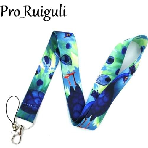 30pcs Peacock animal Neck Strap Lanyards ID badge card holder keychain Mobile Phone Strap Gift Ribbon webbing necklace gifts