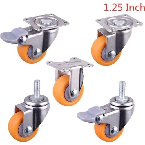 4 Pcs/Lot 1.25 Inch Screw Caster Orange PP Furniture Wheel Mute Display Cabinet Speaker