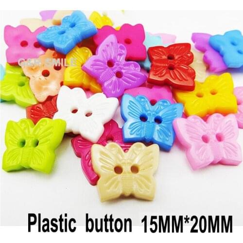 50PCS Love Butterfly Dyed Plastic Buttons Coat Boots Sewing Clothes Accessory Garment Button P-004
