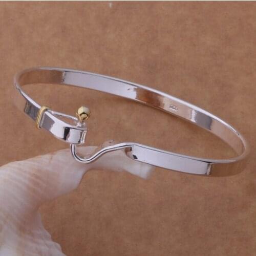 AB022 Hot Sale Silver Color Fine Jewelry,Wholesale Fashion Jewelry High Quality Fashion Bangles Single Hanging Buckle Bracelet