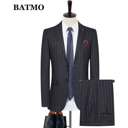 BATMO 2021 new arrival autumn high quality striped suits men, mens wedding suit ,plus-size S-XXXL 665