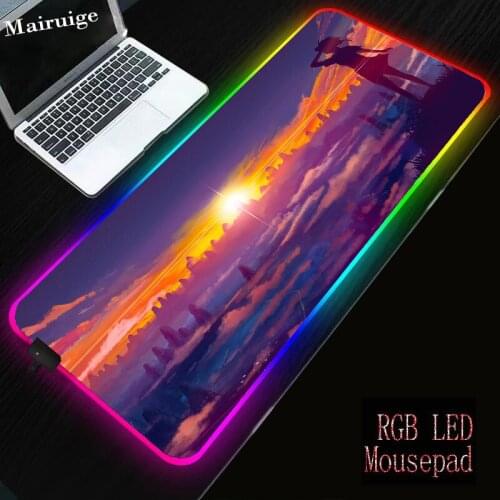 Mairuige Large USB Wired RGB Mouse Pad Dimmable LED Lighting Gaming Gamer Mousepad Desktop Keyboard Mice Mat Computer Laptop