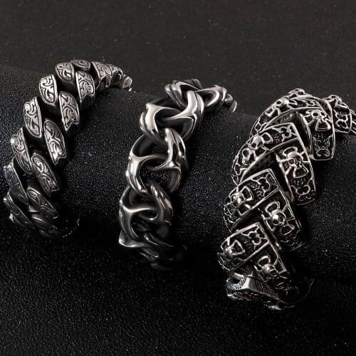 Skull Mens Bracelet For Men Heavy Stainless Steel Chain Mens Bracelets Accessories 2020 Gothic Biker Jewelry Male Dropshipping