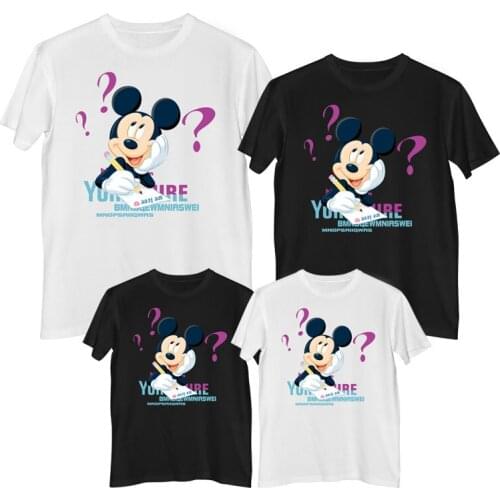 Disney Mickey Mouse T-shirt Summer Comfortable 100% cotton Fashion Womens cotton t-shirt childrens clothing girls Mother girl