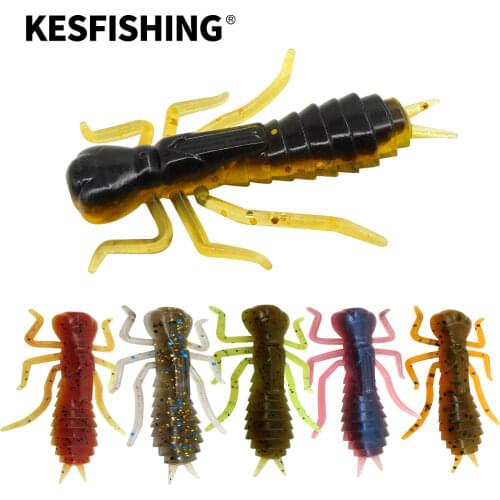 KESFISHING New Quality Worm Lure Kasa Larva 45mm 10pcs Silicon Bait Pesa Carp Fishing For Pike Trout