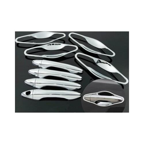 FUNDUOO For Hyundai IX35 Tucson 2009 2010 2011 2012 2013 2014 New Chrome Car Door Handle Cover + Cup Bowl Trim Sticker