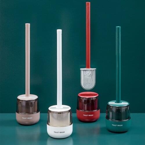 Creative Wall-Mounted Toilet Brush Set Household No Dead Ends Cleaning Toilet Brush Silicone Cleaning Brush Bathroom Accessories