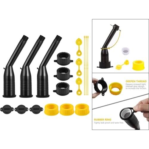 Replacement Old-Style Gas Can Spout Nozzle Kit with Vent Plugs Stoppers with Gasket for Plastic Gas Cans Fuel Container