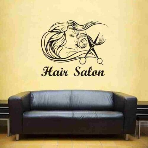 Hair Salon Wall Decal Beauty Salon Scissor Sticker Barber Shop Vinyl Wall Decals Decor Mural Hairdresser Glass Window Sticker