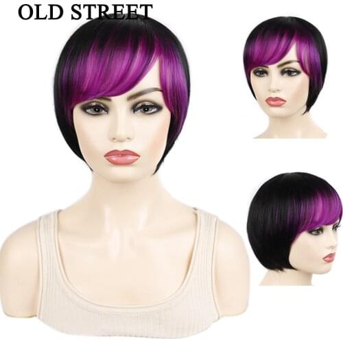 New Style Short Mix Colors Synthetic Wigs Straight Light Mesh Hat Heat Resistant Fiber Hair Wig Party for Women