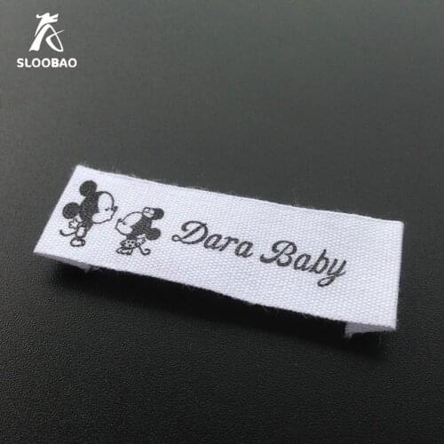 Wholesale Free shipping customize sign garment clothing print private logo labels natural cotton labels