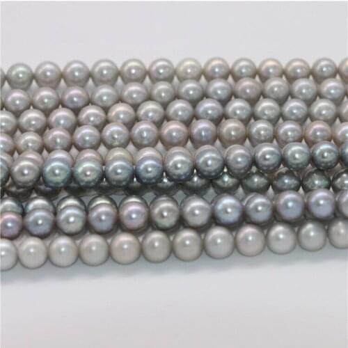 Wholesale AAA Grade 10-11MM Dyed Grey Pearl Necklace Strand String Jewelry Beads Accessory Near Round Shape